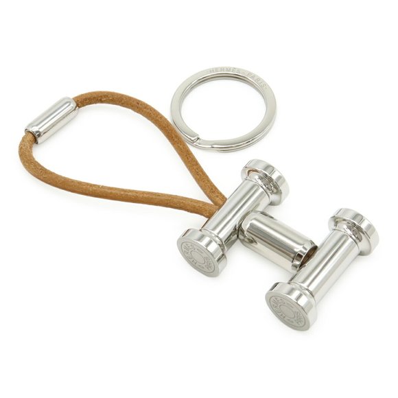 HERMES Mobile H Keychain/Key Ring Bag Charm in Stainless Steel and Leather (B... - Picture 1 of 7